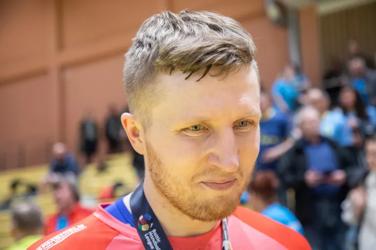 Tänane ja Balti liiga finaalvõistluse parim mängija, Viljandi HC väravavaht Rasmus Ots.