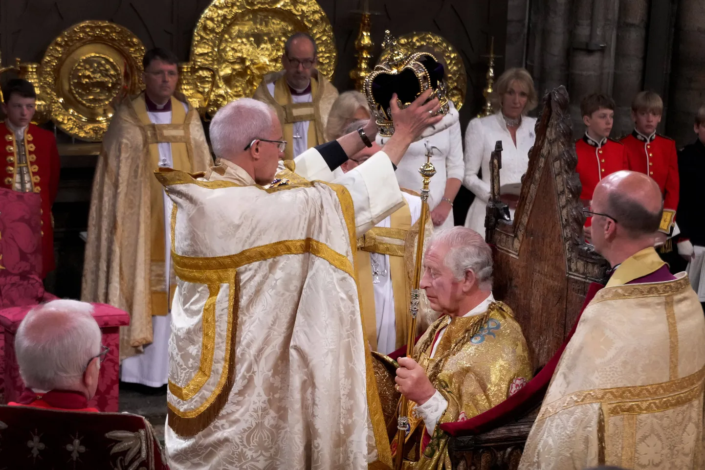 Canterbury peapiiskop Justin Welby kroonis Charles III Briti kuningaks 6. mail 2023 Londonis Westminster Abbeys