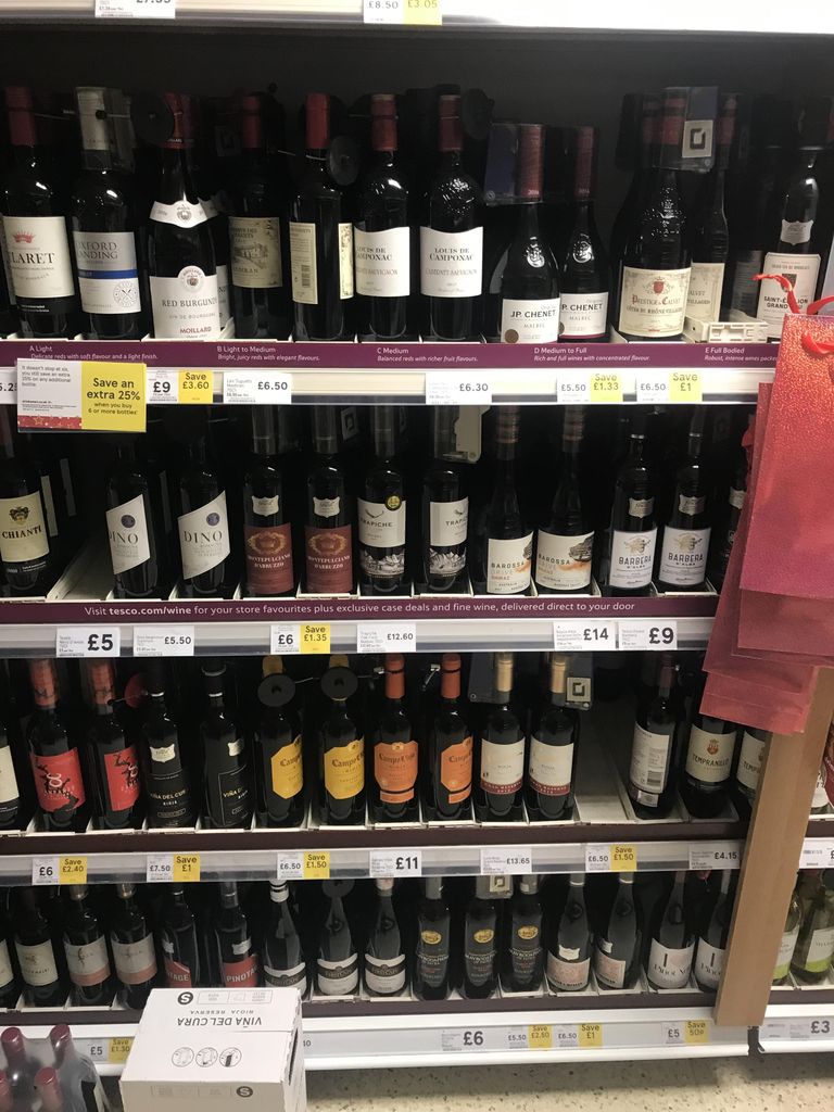 Punaste veinide hind Londoni kesklinnas. 2018. aasta lõpp.