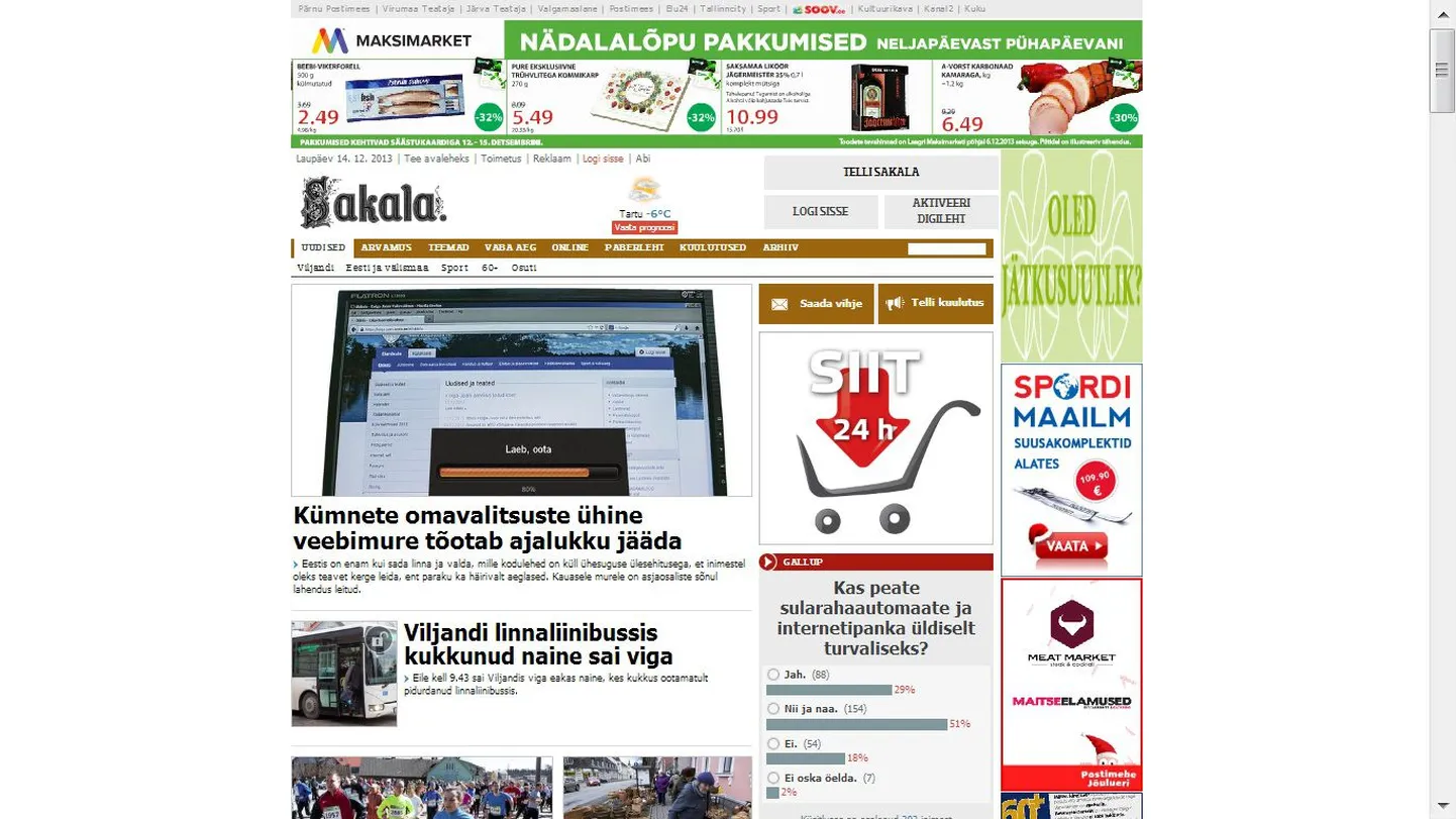 Sakala digileht 14. detsembril kell 9.55