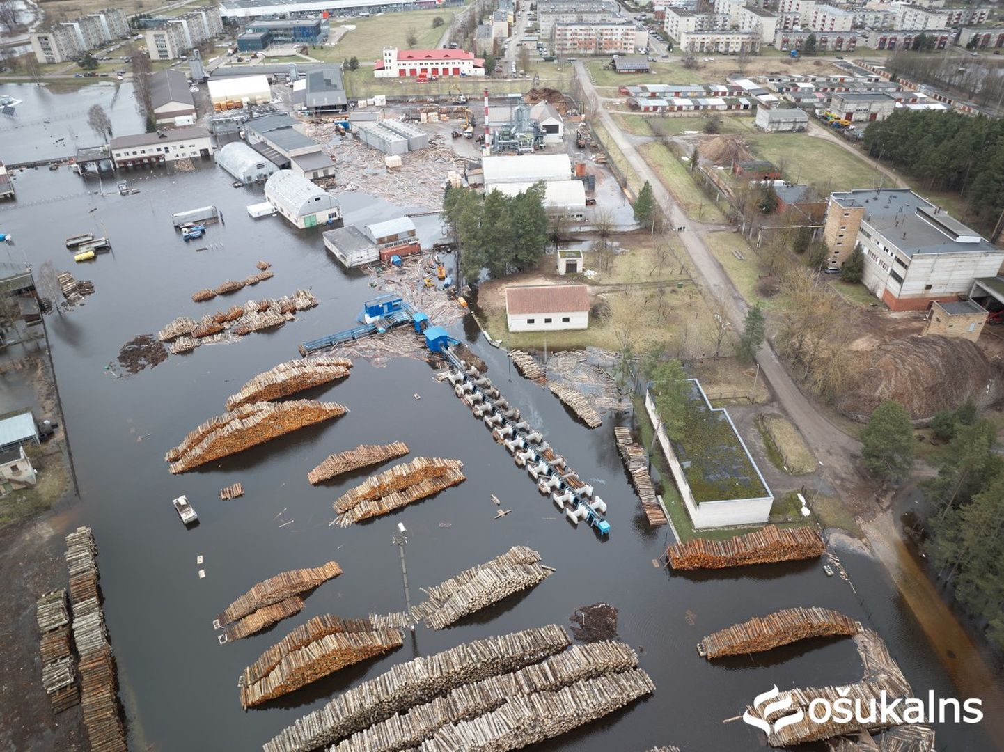 Pludo Jēkabpils kokapstrādes uzņēmuma "Ošukalns" teritorija