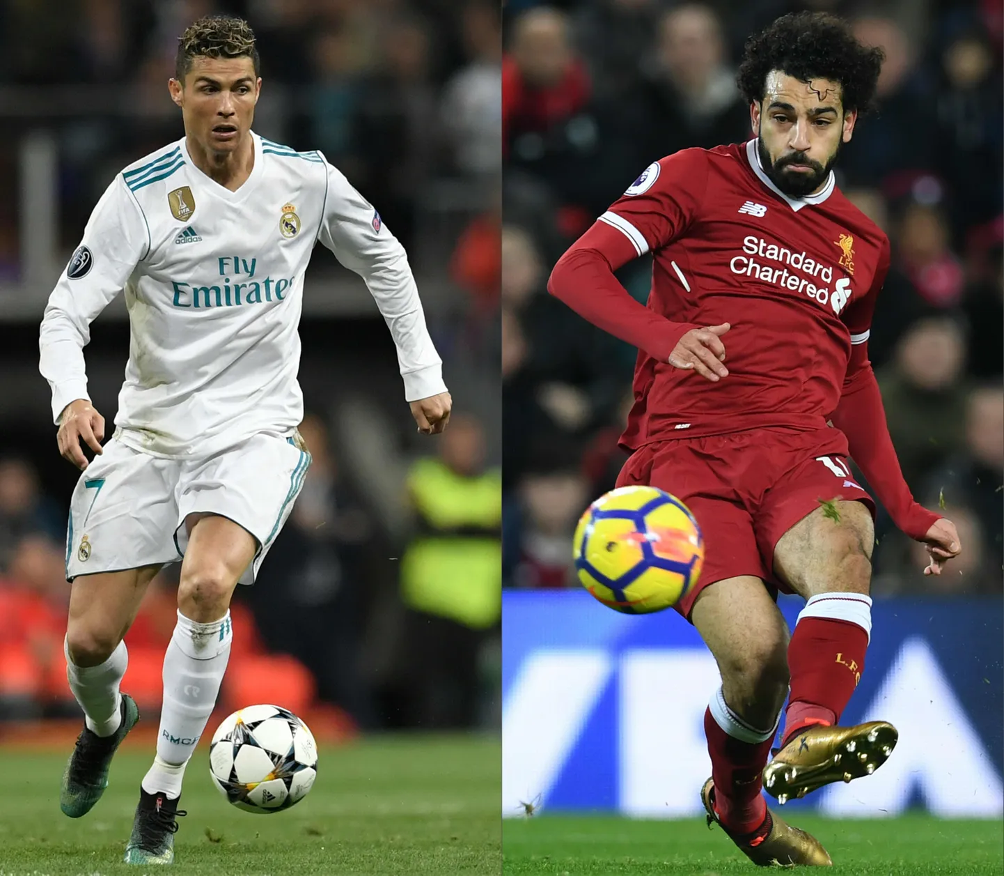 Cristiano Ronaldo (vasakul) ja Mohamed Salah.