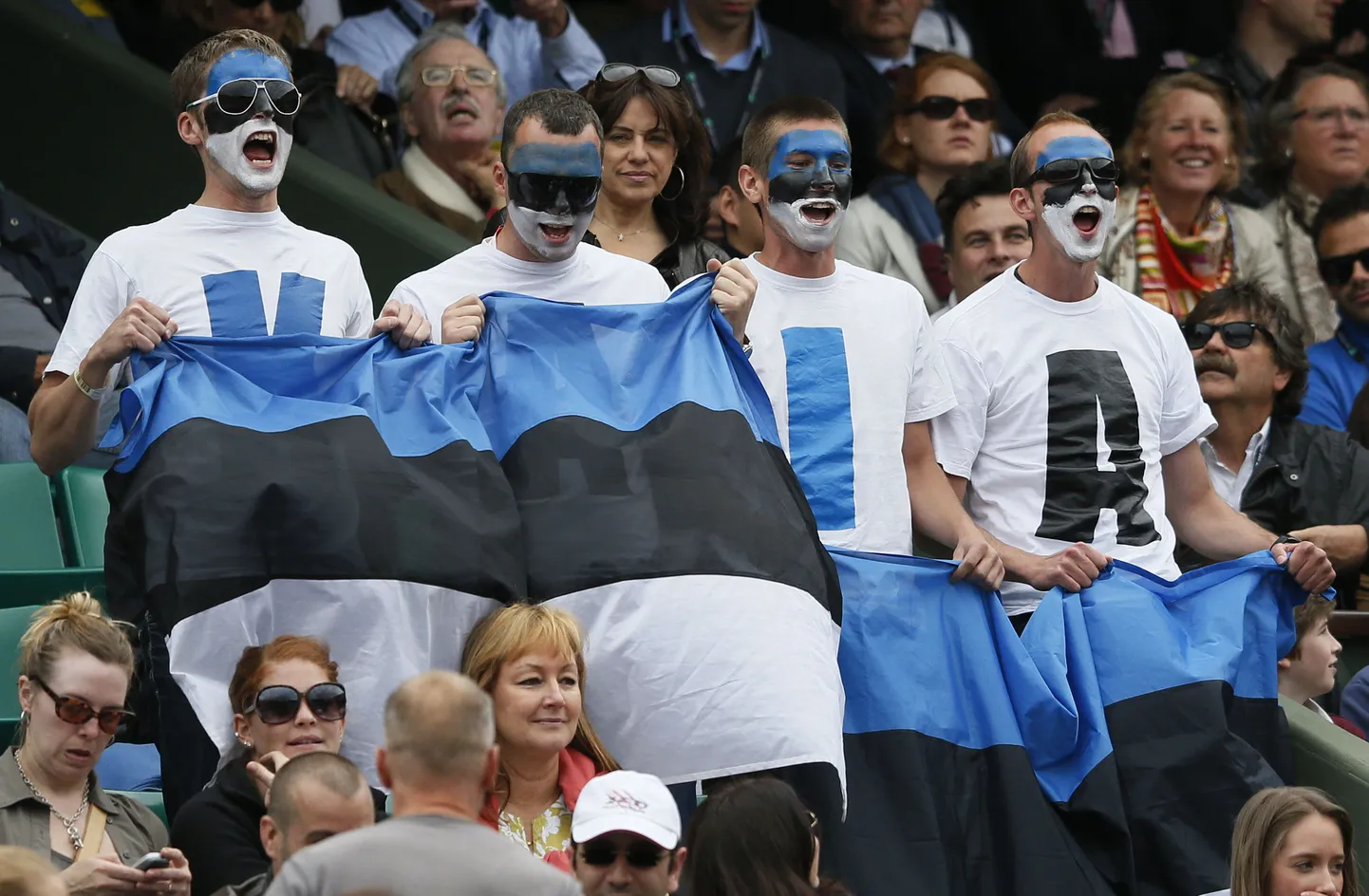 Эстонские болельщики поддерживают Канепи в четвертьфинале Roland Garros.
