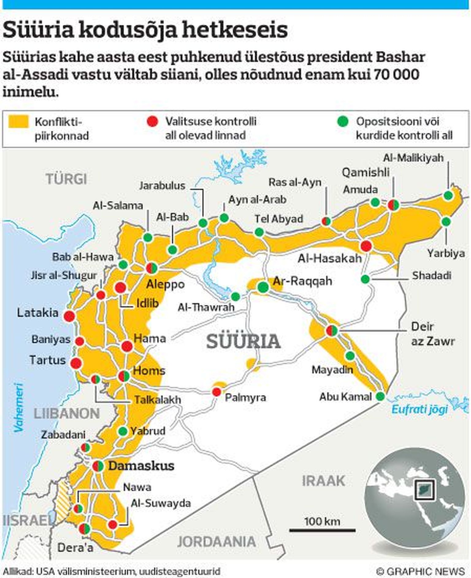 Süüria kodusõja hetkeseis.