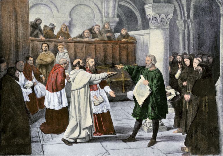 Maal, millel on Galileo Galileid kujutatud inkvisitsioonikohtu ees