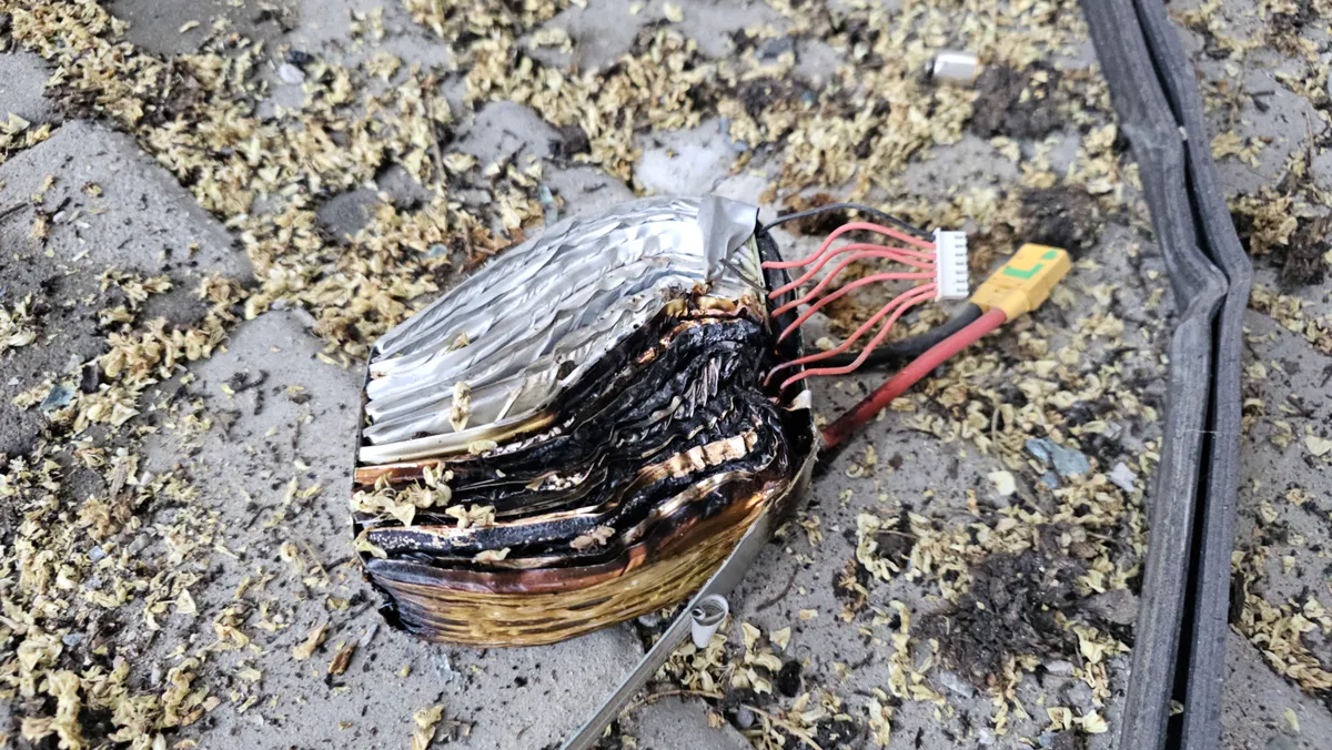 This is what the remains of an explosive dropped from a Russian drone look like.