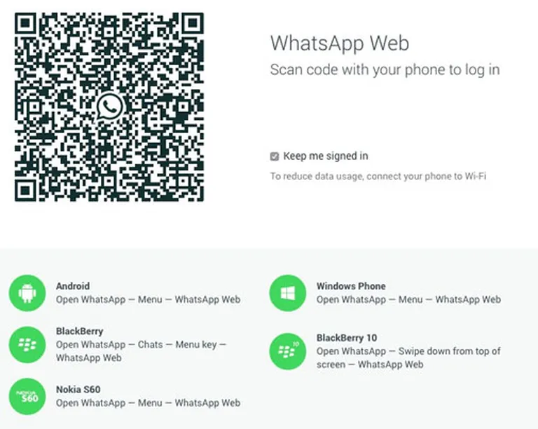 WhatsApp Web sākumekrāns