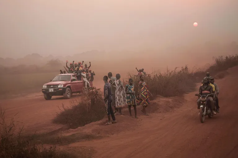 Kesk-Aafrika Vabariigi elanikud juubeldavad François Bozizé naasmise puhul pärast kuut aastat välismaal 21. detsember 2019.