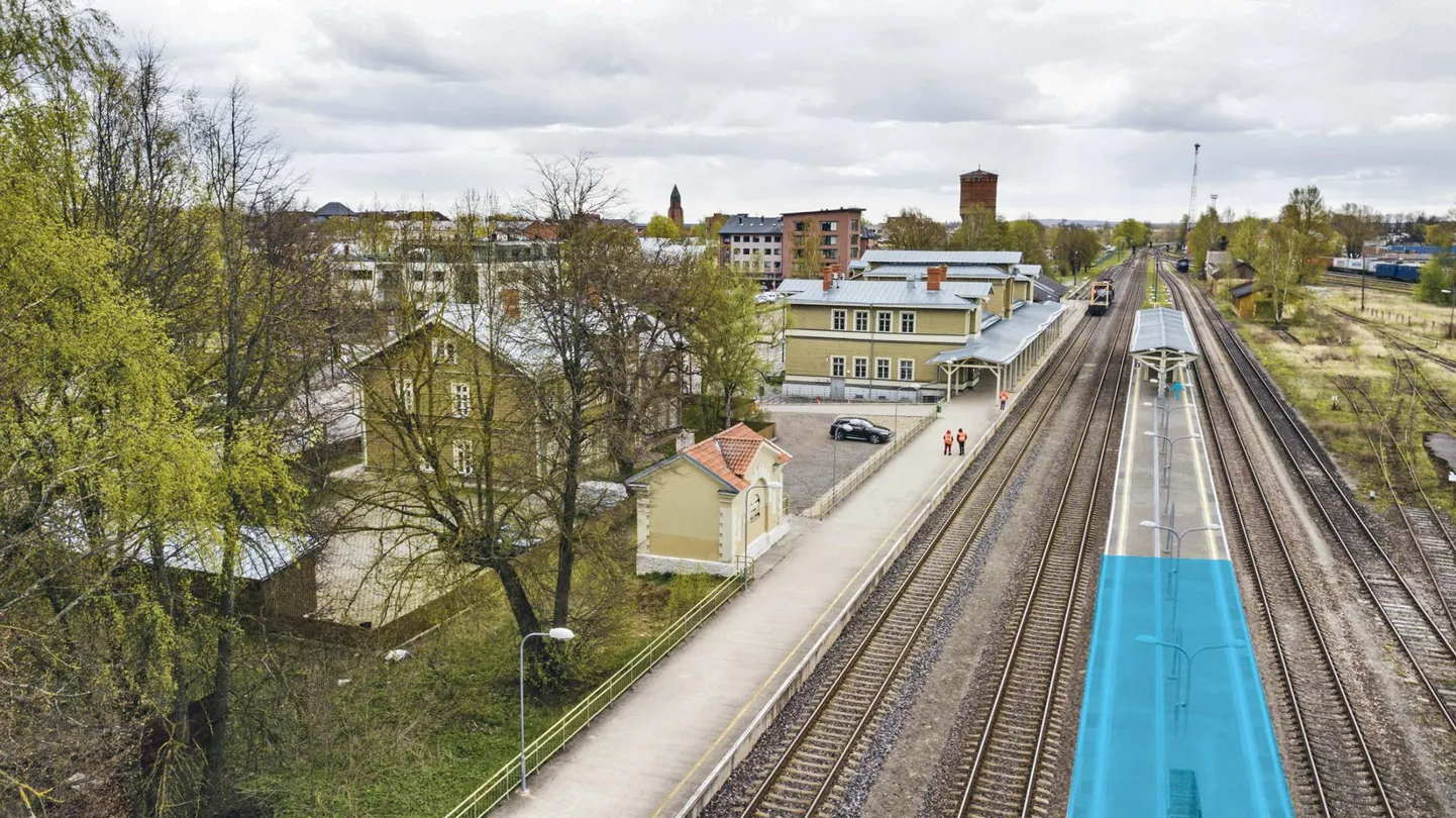 Kaldtee rajamiseks on tarvis ka perrooni Tallinna suunas pikendada (sinine osa). Selle täpne pikkus ja plaan selgub pärast projekteerimist. Ehitust alustatakse järgmisel aastal.