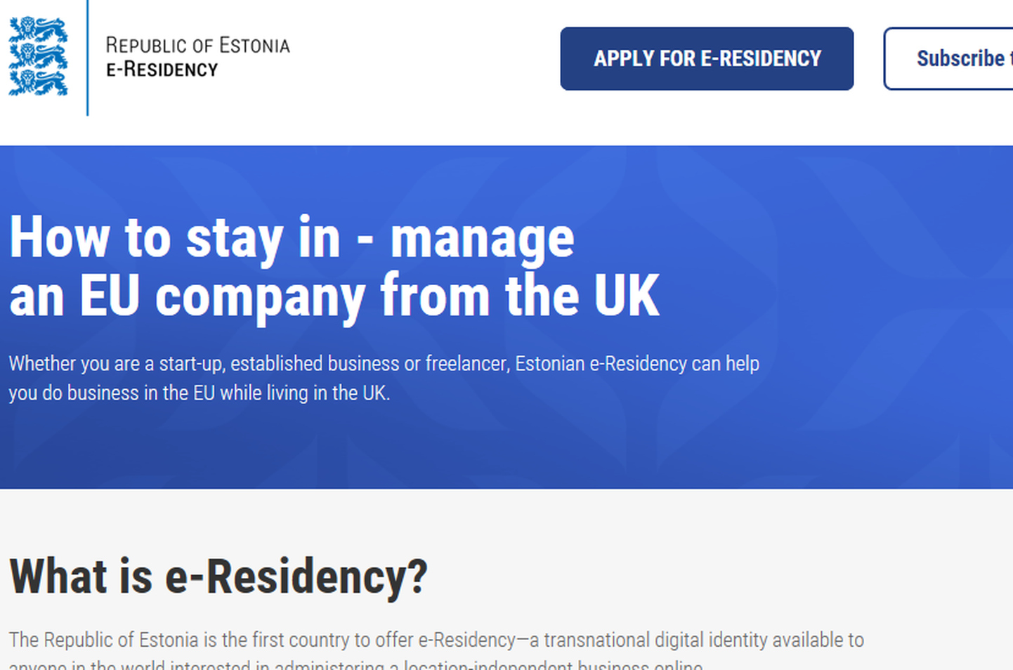 E-residentuse veebileht spetsiaalselt brittidele