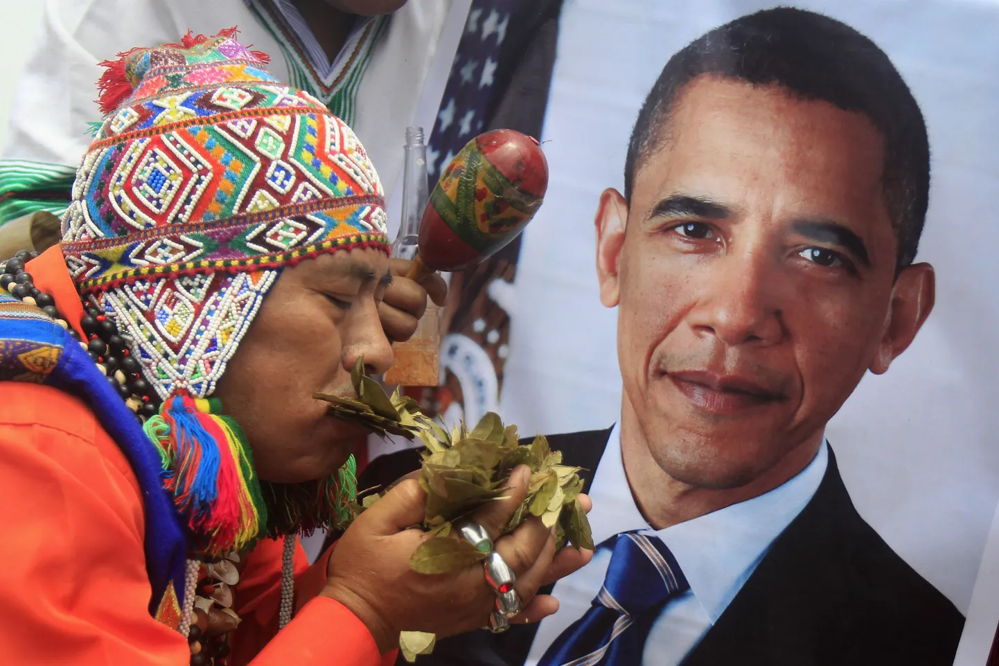 Peruu šamaan USA presidendi Barack Obama pildiga