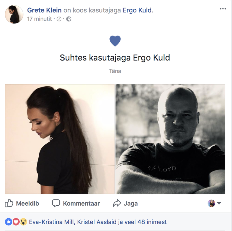 Grete Klein ja Ergo Kuld ametlikult paar