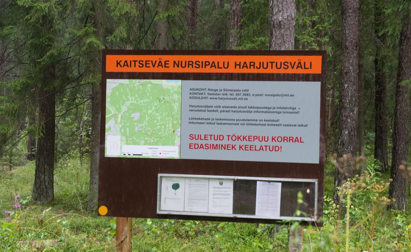 Nursipalu harjutusvälja kasutusgraafiku leiab ka sissepääsude juures olevatelt infotahvlitelt.