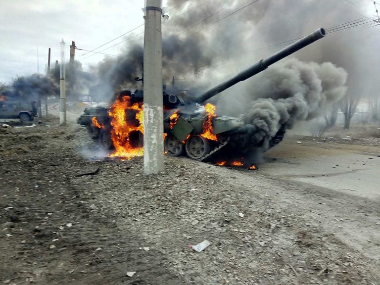 Hävinenud Vene tank T-72 Ukrainas Sumõs 27. veebruaril