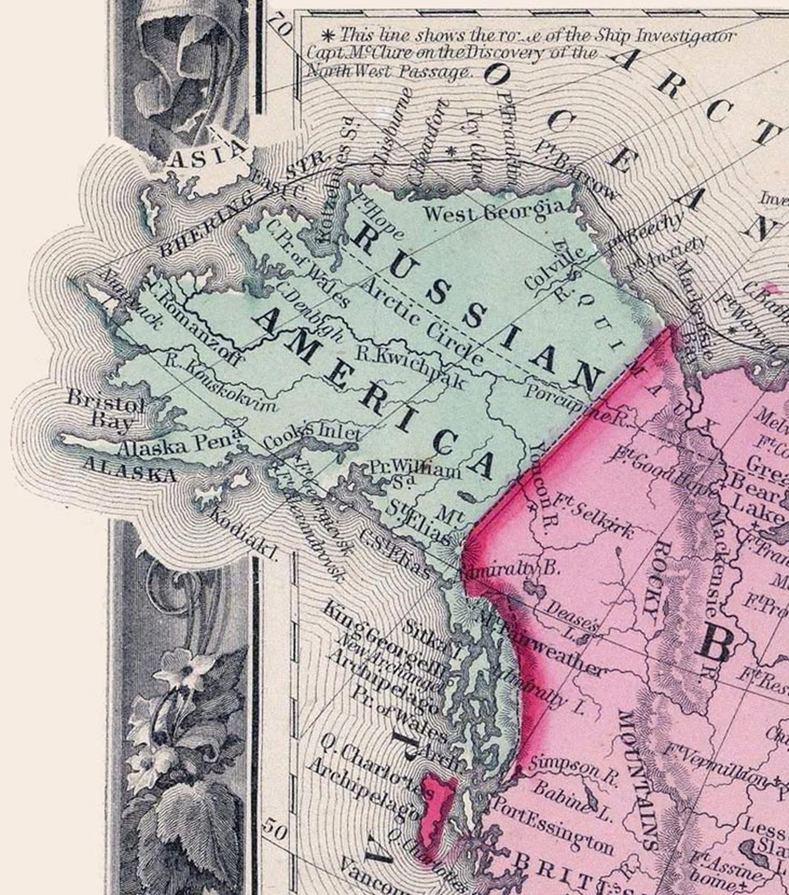 Vene Ameerika kaart enne Alaska müüki