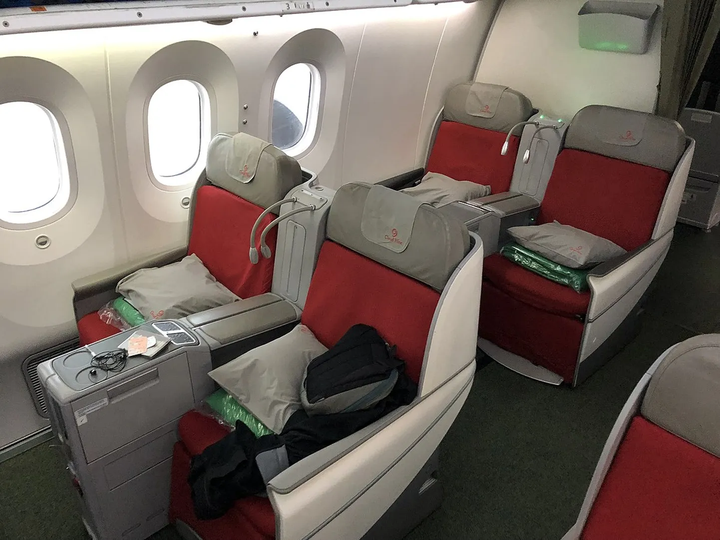 Ethiopian Airlines on Aafrika suurim lennufirma. Fotol on näha lennuettevõtte Boeing 787 lennukite vanamoelist äriklassi.