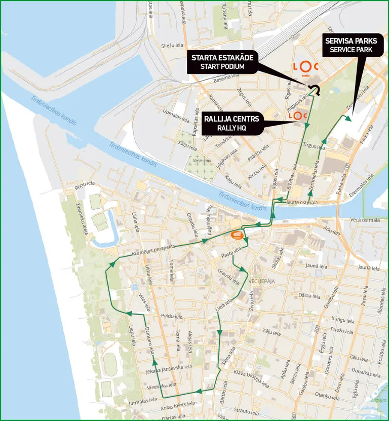 Rallija dalībnieku parādes maršruts