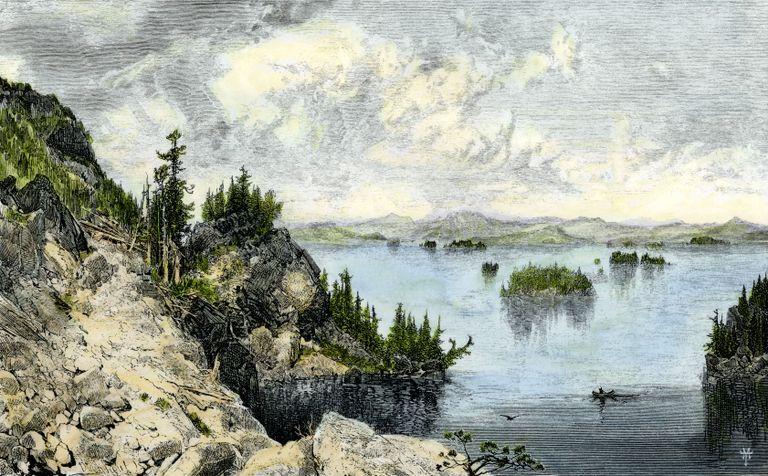 19.sajandi joonistus USA New Yorgi osariigi Champlaini järvest