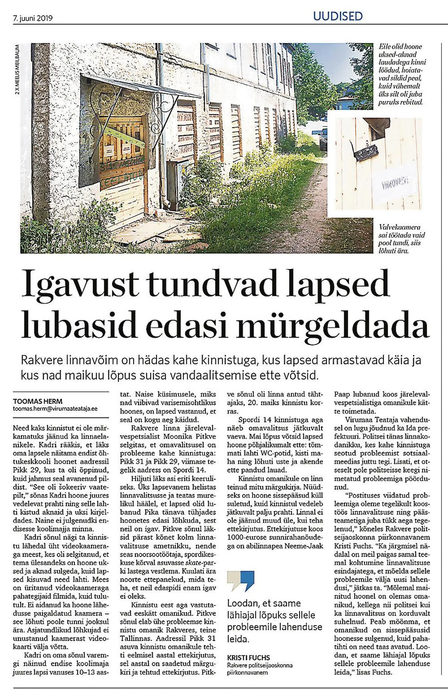 Samal teemal: Toomas Herm, “Igavust tundvad lapsed lubasid edasi mürgeldada” 7. juuni Virumaa Teatajas