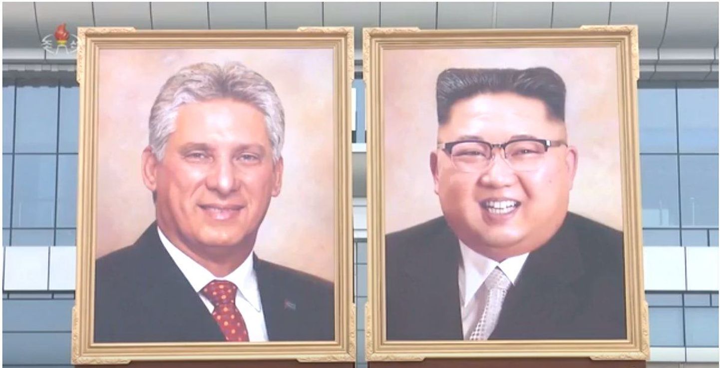 Täna näidati Põhja-Koreas Kuuba valitsusjuhi Miguel Mario Díaz-Canel Bermúdezi ja Põhja-Korea liidri Kim Jong-uni portreesid.