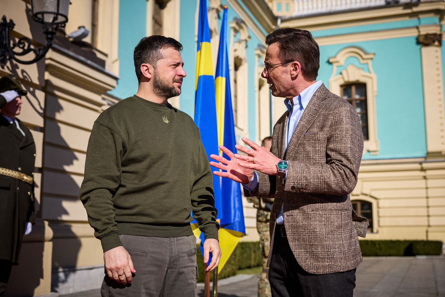 Ukraina president Volodõmõr Zelenskõi Rootsi peaministri Ulf Kristerssoniga.