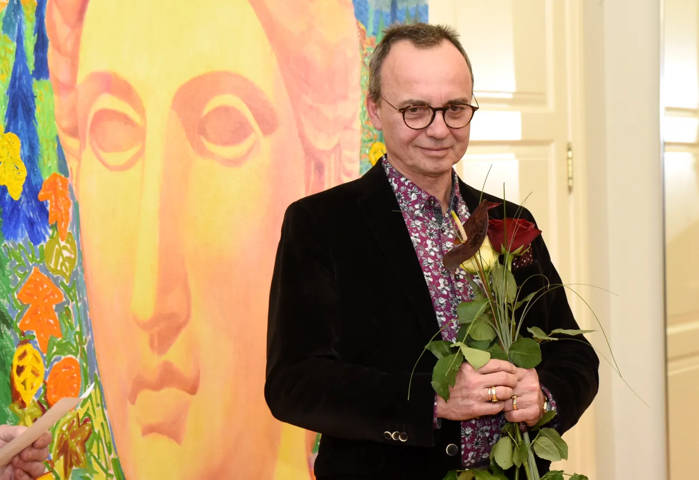 Gleznotājs, Latvijas Mākslas akadēmijas rektors Kristaps Zariņš savas izstādes atklāšanas pasākumā Latvijas Zinātņu akadēmijā.