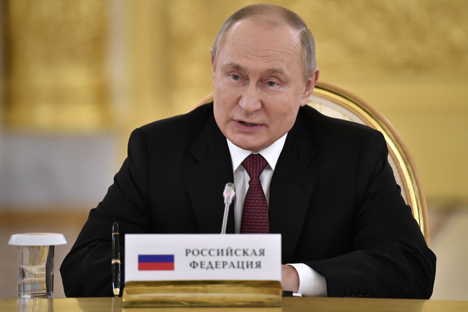Venemaa president Vladimir Putin pidamas 16. mail 2022 kõnet Moskvas Kollektiivse Julgeoleku Lepingu Organisatsiooni kuuluvate riikide juhtide kohtumisel