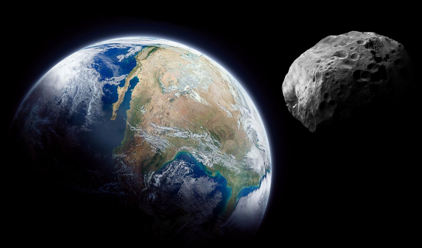 Arvutijoonistus Maa suunas liikuvast asteroidist