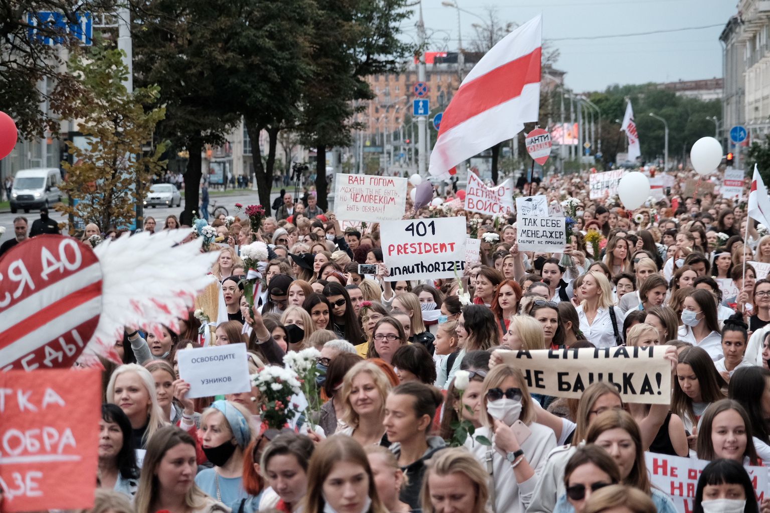 Sieviešu gājiens Minskā.