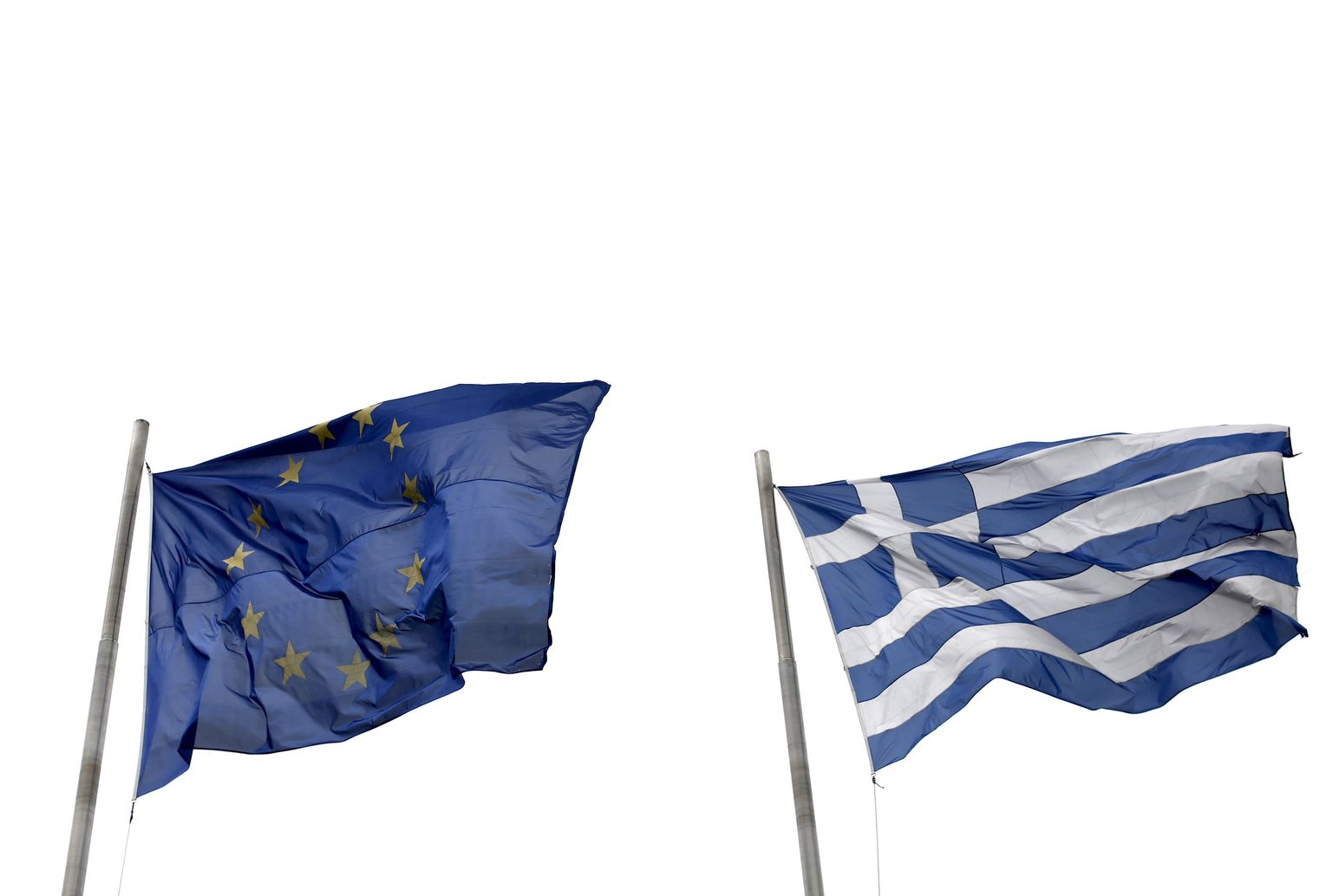 Флаги Греции и Евросоюза.