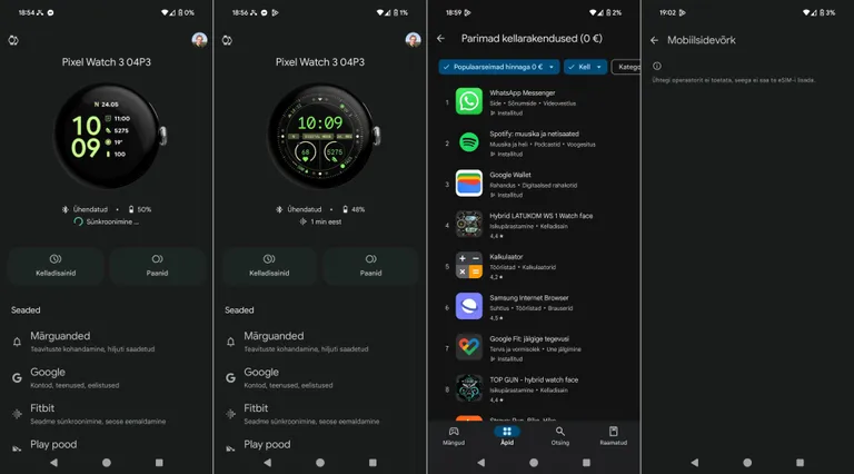 Mobiiliäpp Watch lubab kella igatpidi seadistada. Sealt on ka mugavam uusi äppe installida kui Watch 3 enda pisikeselt ekraanilt.