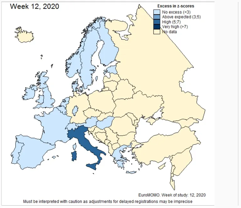 Euroopa keskmine suremus 2020 märts
