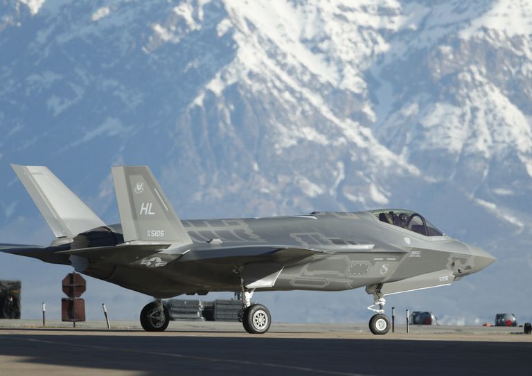F-35-tüüpi lennuk Hilli õhuväebaasis Utahi osariigis. Foto: