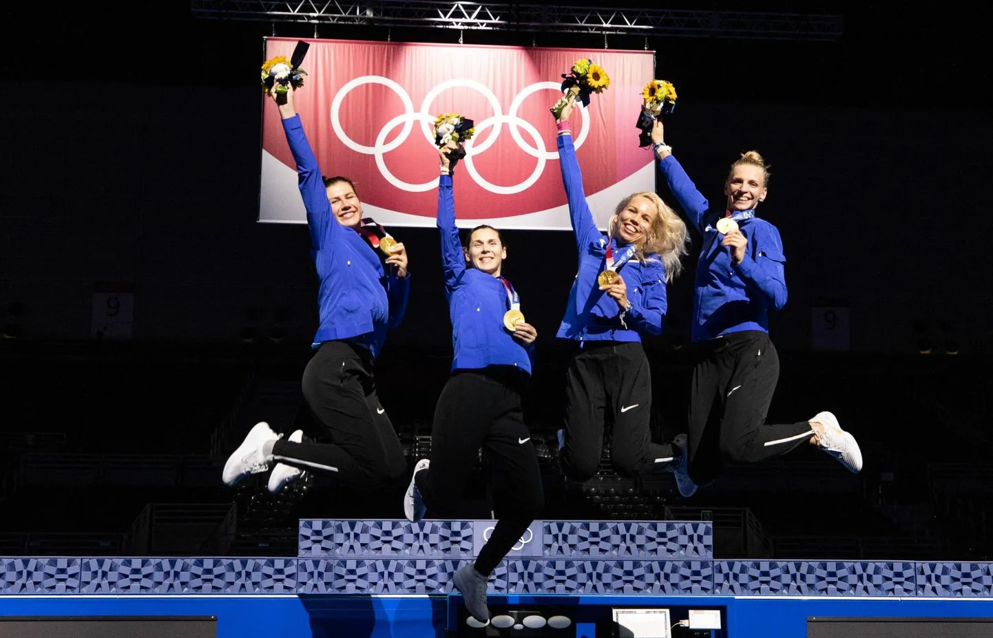 Julia Beljajeva (vasakult), Irina Embrich, Erika Kirpu ja Katrina Lehis krooniti mullu Tokyos olümpiavõitjateks. Kas EMilt tuleb
medalilisa?