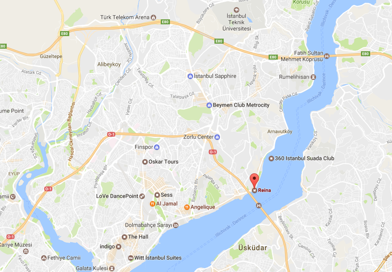 Reina ööklubi asukoht Istanbulis / Allikas: Google maps