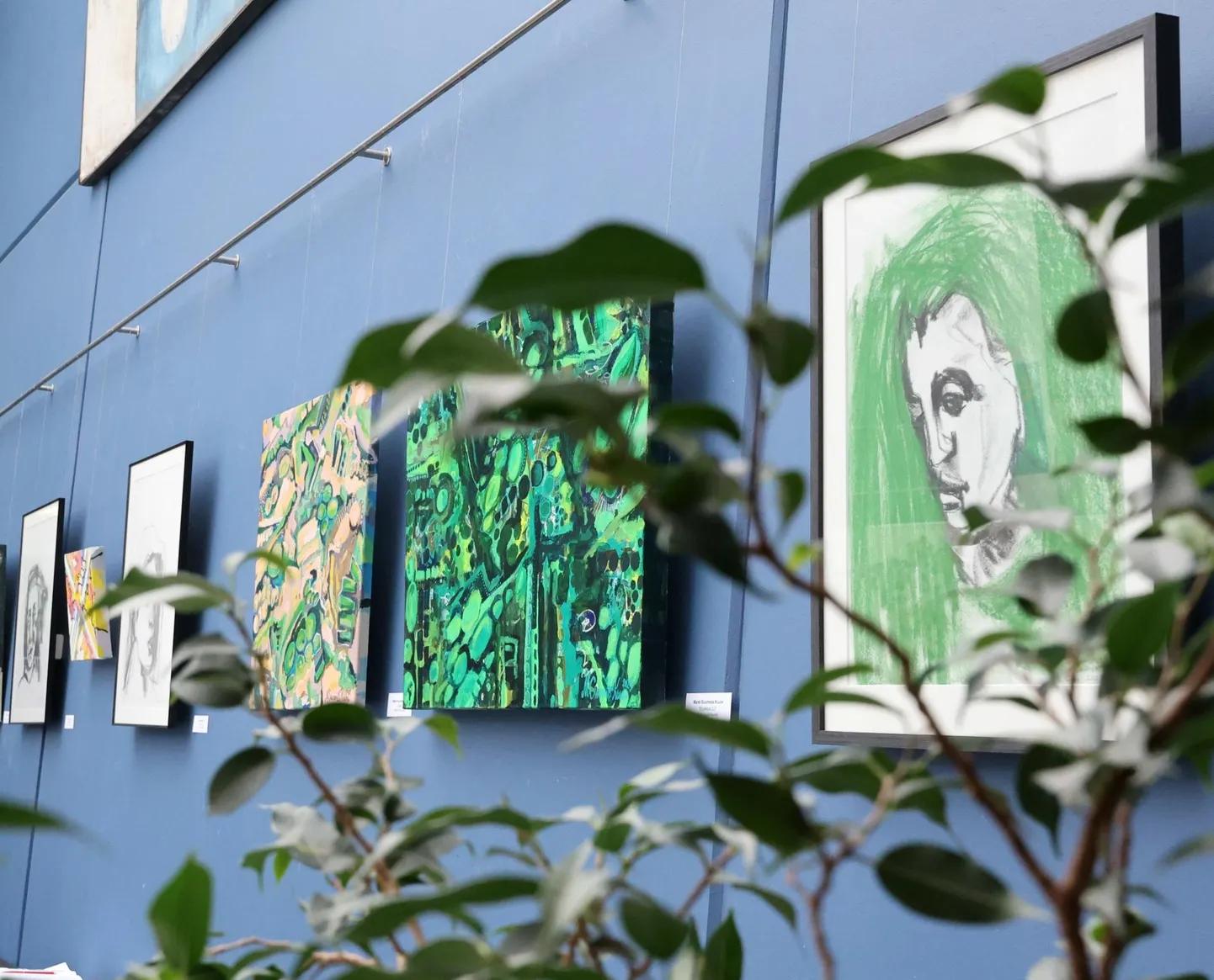 Mõned Helle Lõhmuse ja Maret Suurmets Kuura teosed Omicumi galerii näitusel «Tõlgendused».