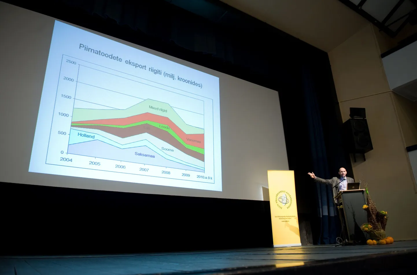 Piimafoorum 2010. aastal Paides. Pildil tollane põllumajandusminister Helir-Valdor Seeder.
