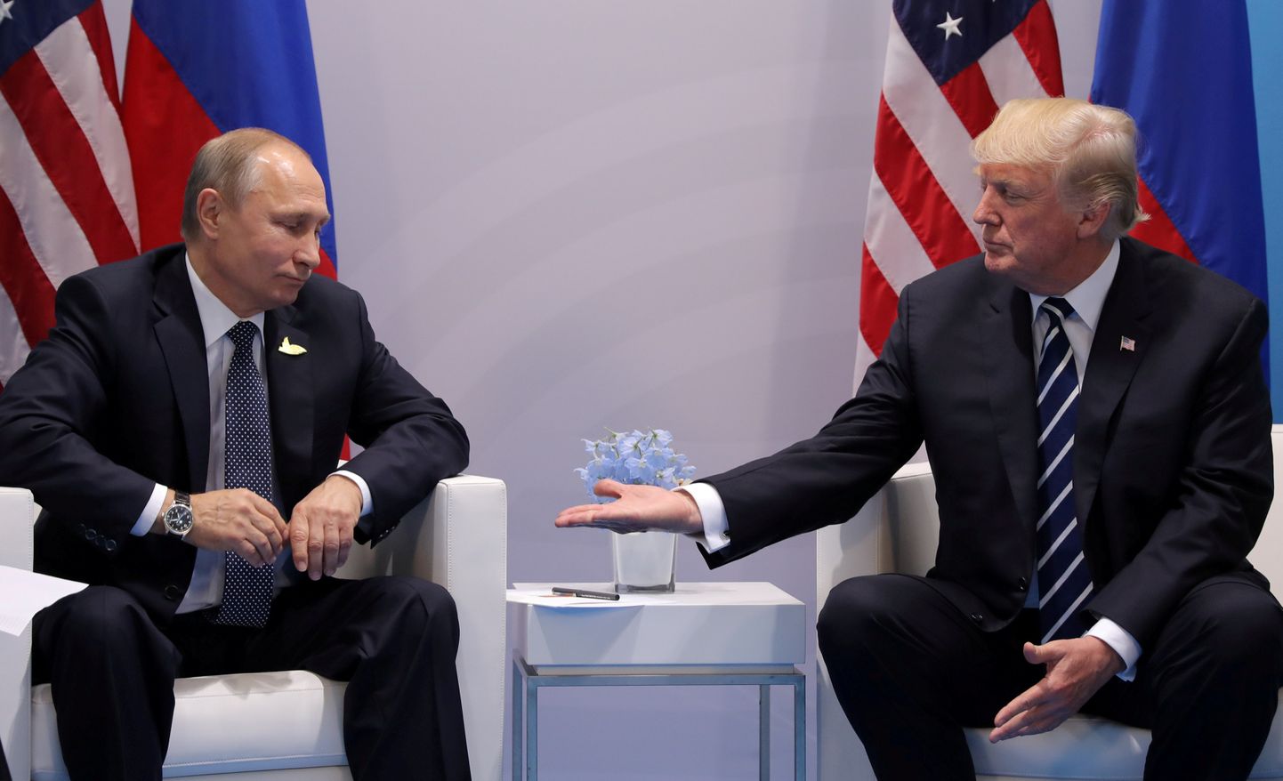 Donald Trump ja Vladimir Putin G20 kohtumisel Hamburgis.