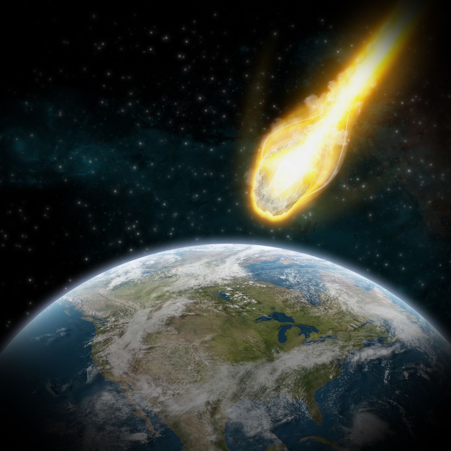 Joonistus, millel on kujutatud asteroidi liikumist Maa suunas