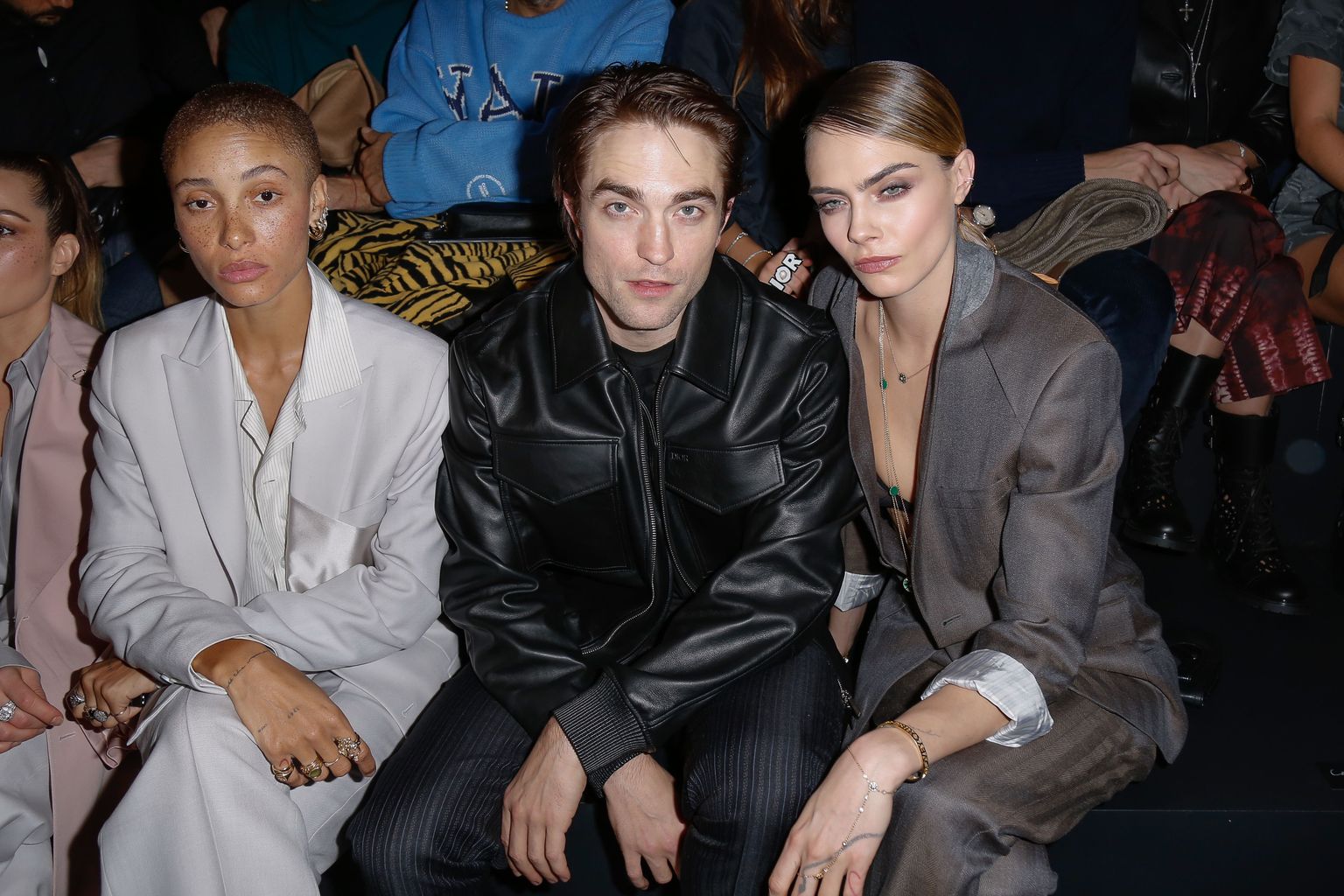 Adwoa Aboah, Robert Pattinson ja Cara Delevingne Pariisi moenädalal Diori meestemoe show'l 17. jaanuaril 2020