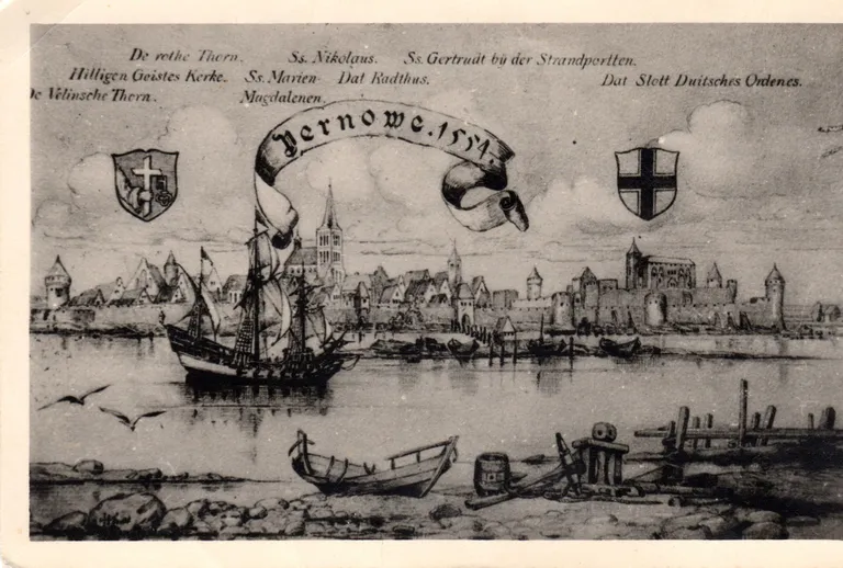 Vaade keskaegsele Uus-Pärnule 1554. aastal.