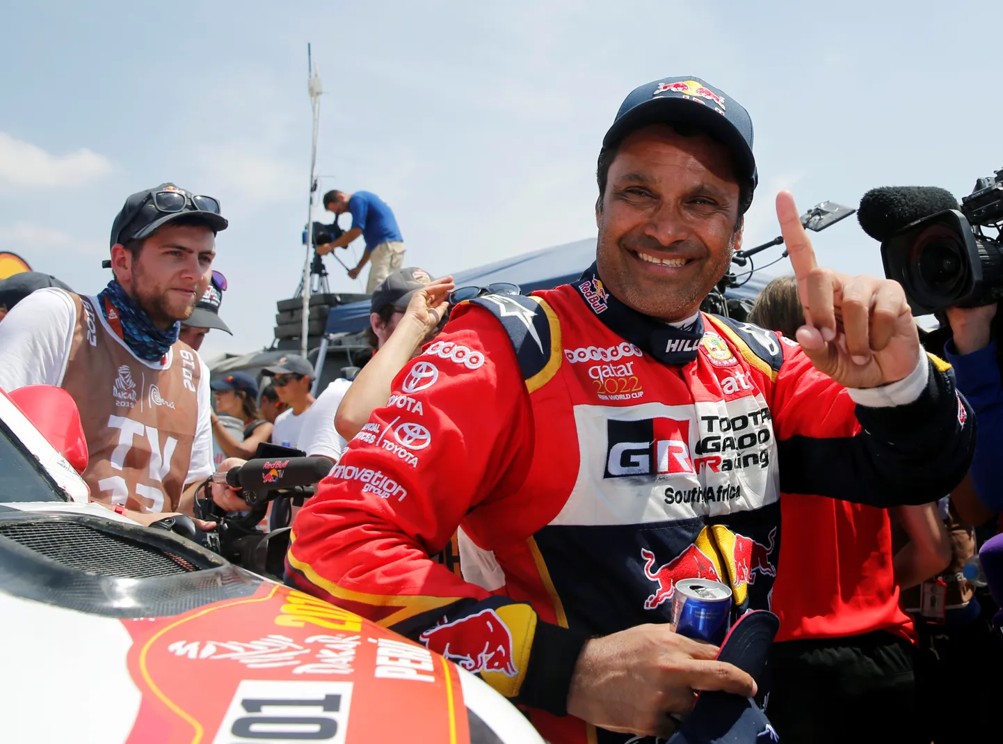 Dakar Rally - 2019 Peru Dakar Rally - Stage 10 from Pisco to Lima - January 17, 2019   Toyota Gazoo's driver Nasser Al-Attiyah celebrates after winning the Dakar 2019   REUTERS/Carlos Jasso