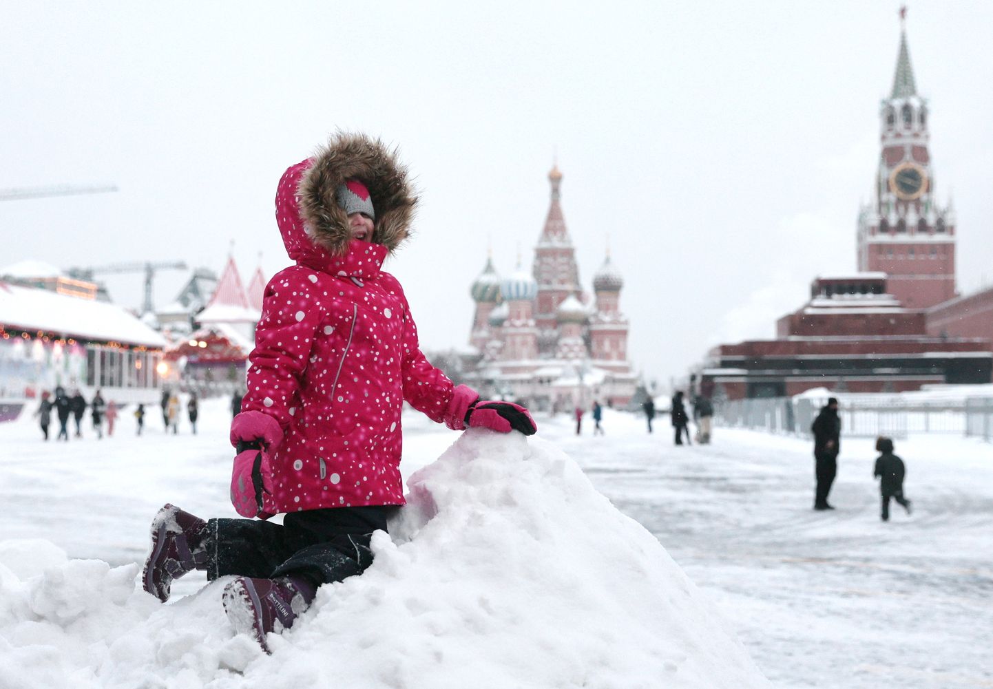Moskva Punane väljak lumetormi ajal.