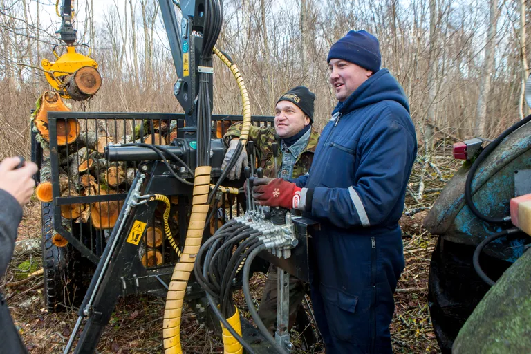 KÜTTEPUUD: Jüri ja Karli koristavad metsast tormimurdu.