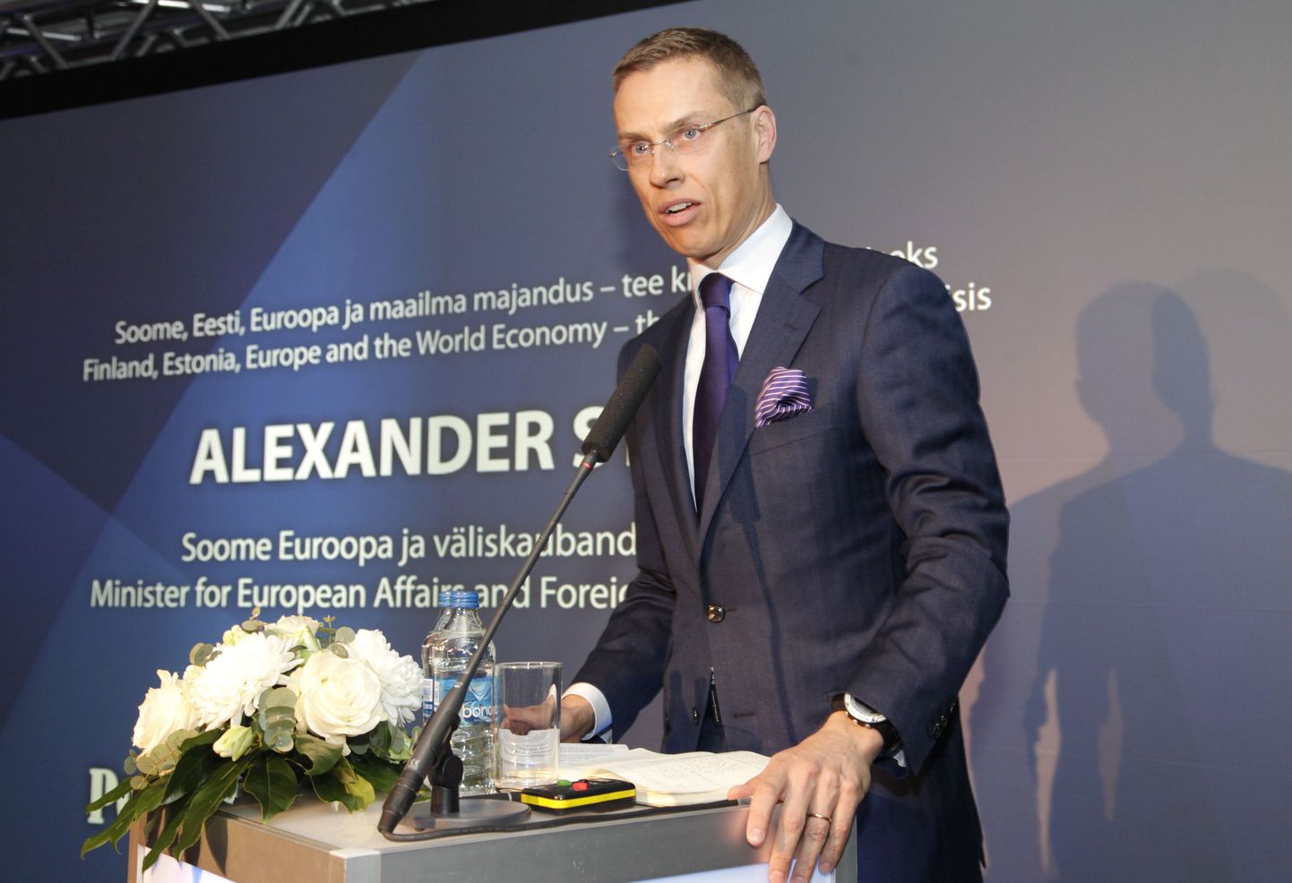 Alexander Stubb 2. märtsil esinemas majanduskonverentsil «Eesti-Soome majandusliit?».