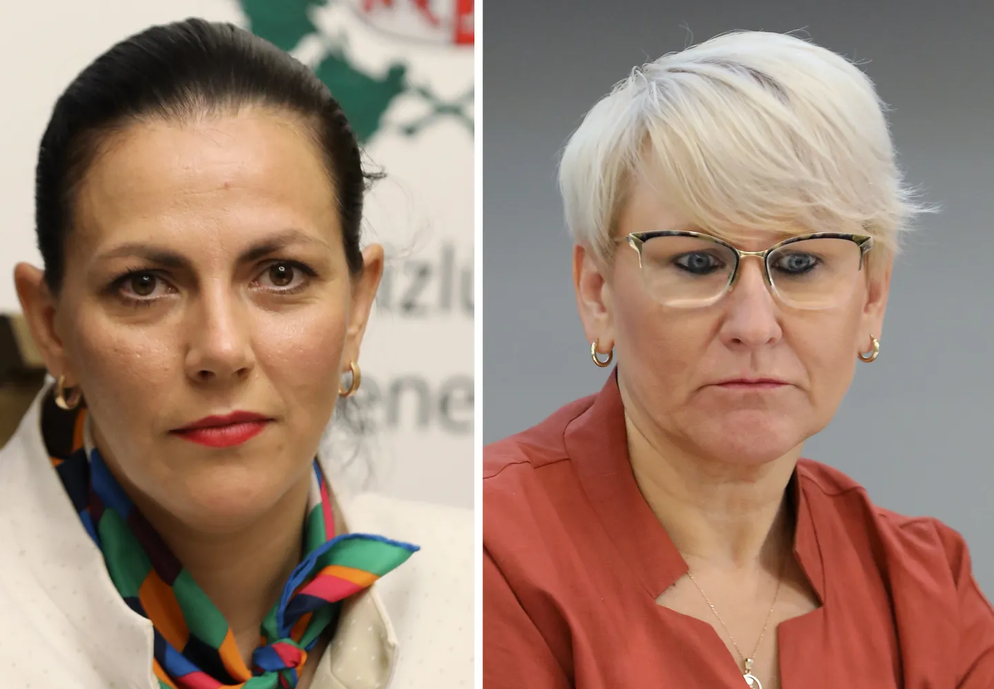 Finanšu izlūkošanas dienesta (FID) priekšniece Ilze Znotiņa un Valsts ieņēmumu dienesta (VID) ģenerāldirektore Ieva Jaunzeme.