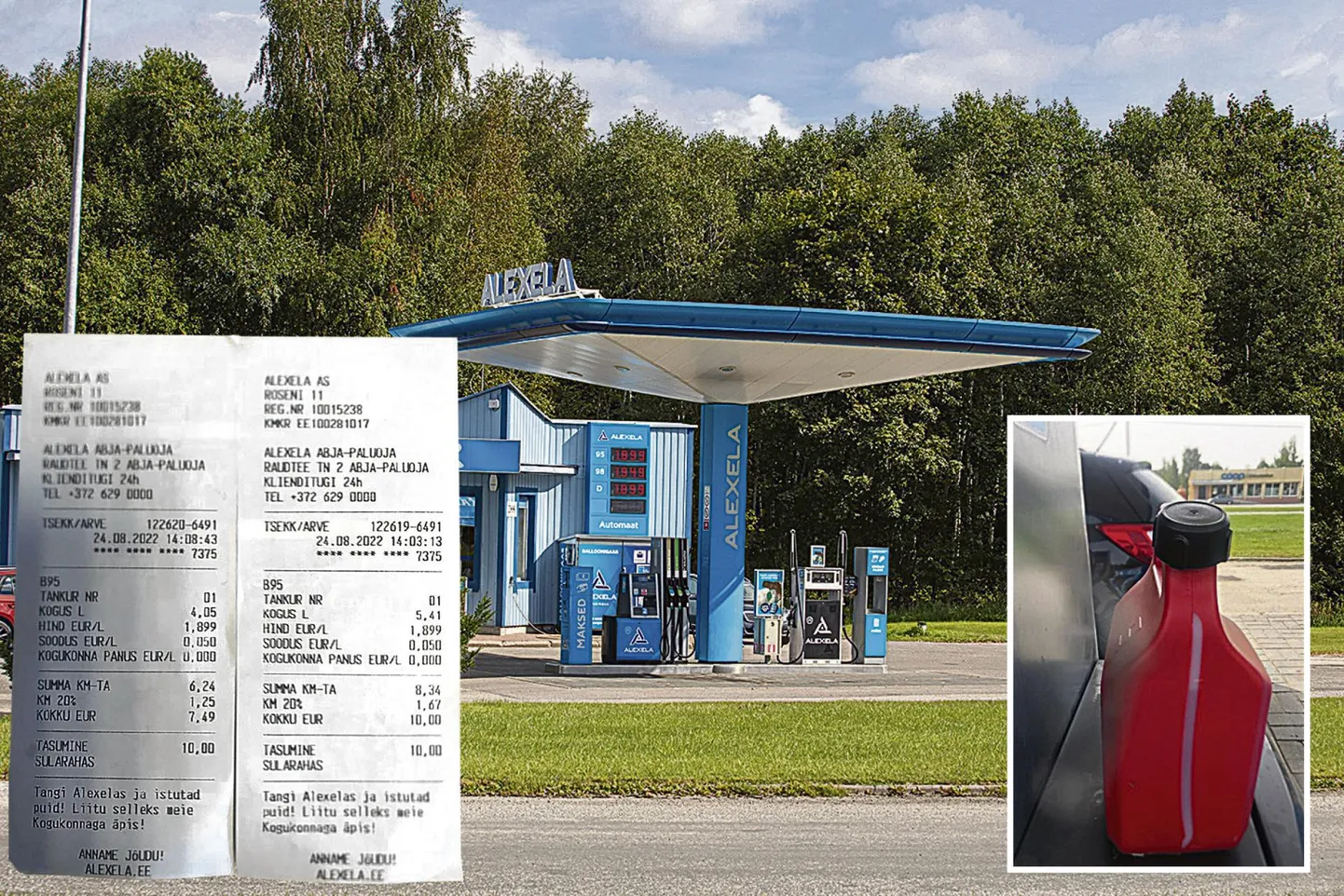 Tšekk näitas, et Abja-Paluoja tankla automaat andis 10 euro eest 5,41 liitri jagu kütust, ehkki tanklapoest ostetud kanister viie liitri täitumist ei kinnitanud. Teisel korral voolas tankurist kütust 7,49 euro jagu, ehkki ostja kinnitusel näitas tabloo 10-eurost ostu.