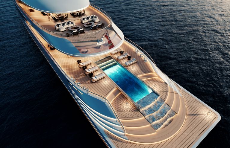 Jahte disainiva Hollandi firma Sinot Yacht&Architecture Design arvutijoonistus uuest luksusjahist Aqua.
