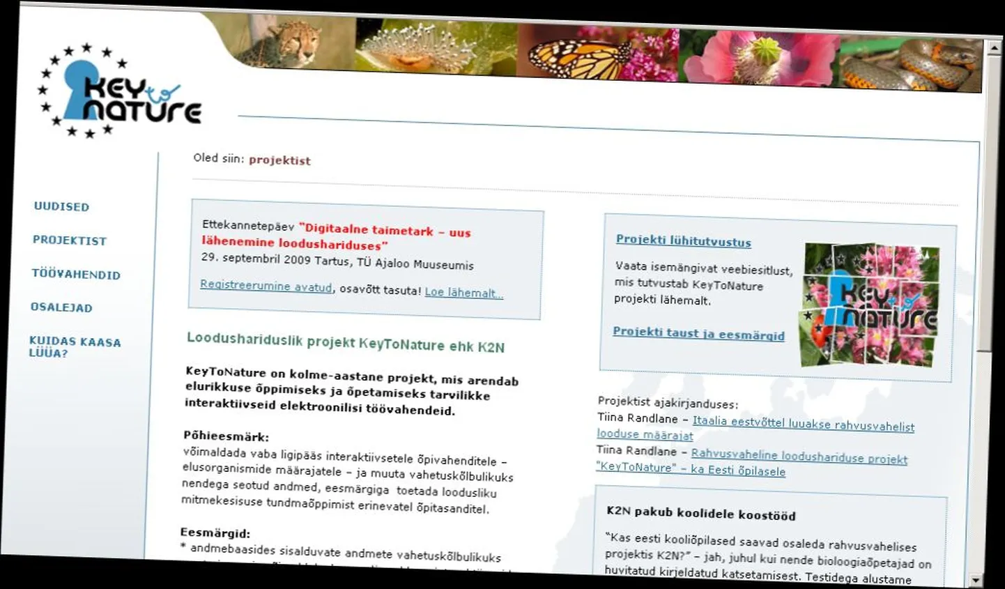 Eesti eFloora veebilehekülg.