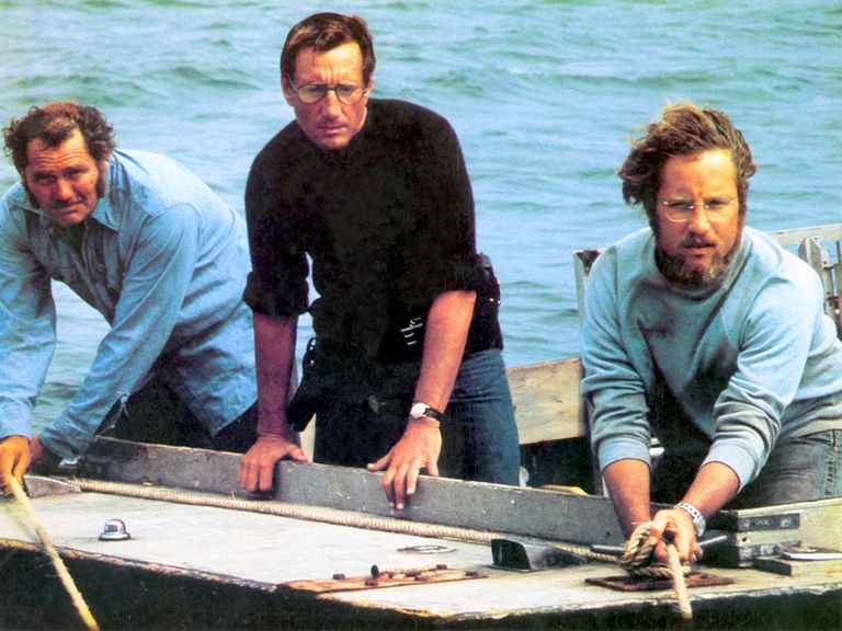 Kaader filmist «Jaws» vasakult: Robert Shaw, Roy Scheider ja Richard Dreyfuss
